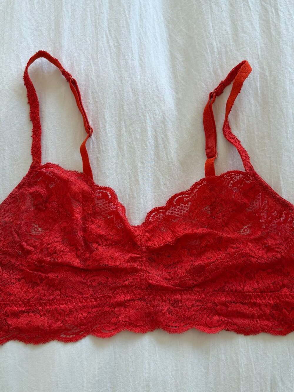 Cosabella Red Lace Longline Bralette Bra Size M Made in Italy Floral Romantic